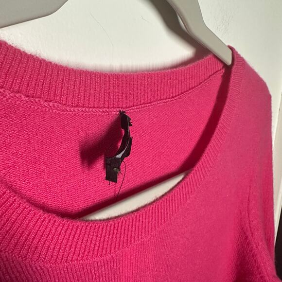 NEW Talbots Hot Pink 100% Cashmere Sweater Soft Bright Crew Size Medium Petite - Picture 2 of 7